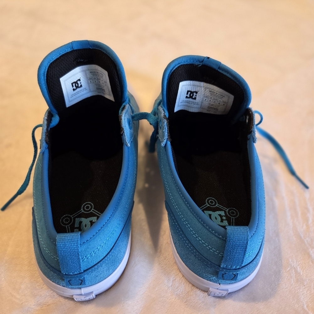 DC Youths Evan Boys Aqua Blue Leather Skateboard Shoes Sneakers Sz 6 Eu 37 Low - Picture 3 of 14